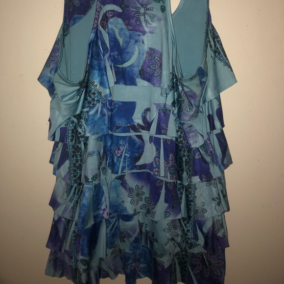 One World Blue Ruffled Tank - Picture 2 of 3